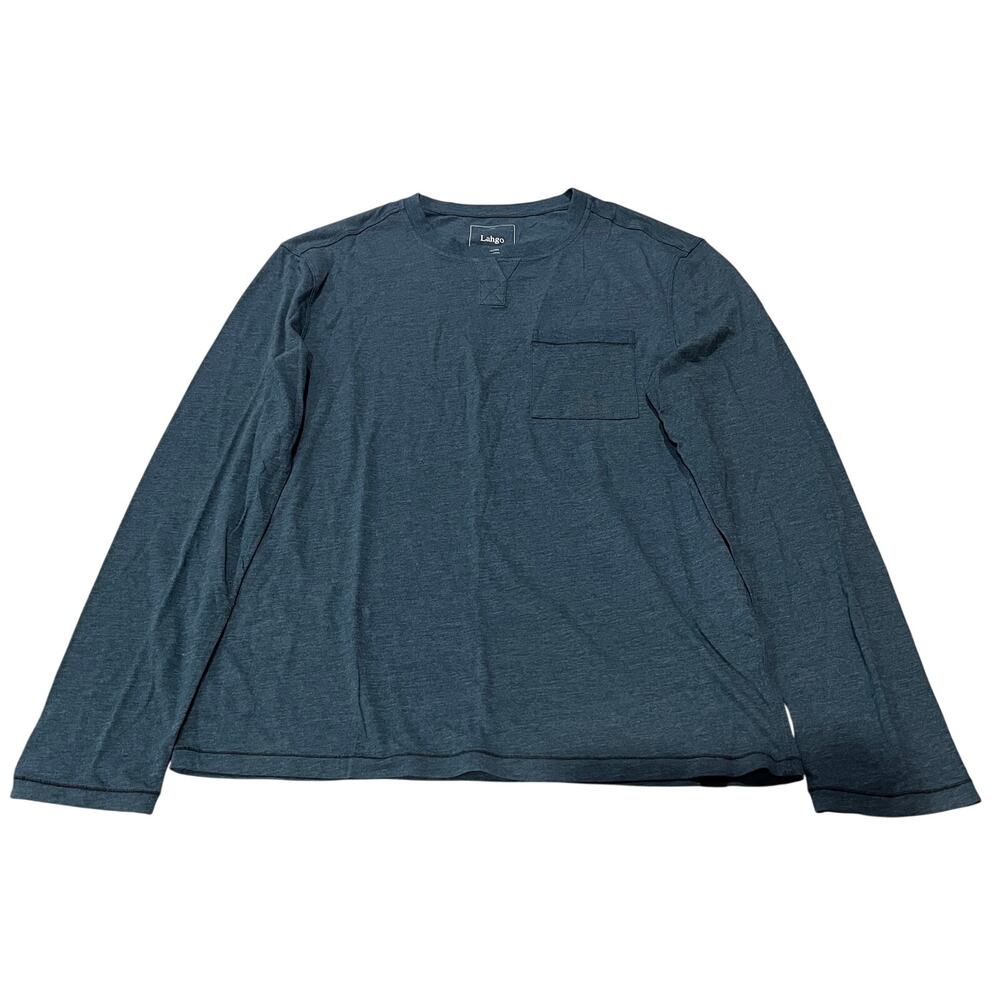 15-24 LAHGO Lunya Men's NWOT $150 Sleepwear Top Restore Henley Blue Small